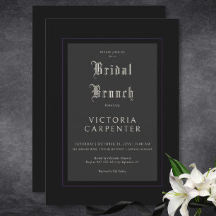 Invitation Sombre Gothique Minimal Noir & Violet Brunch nupti