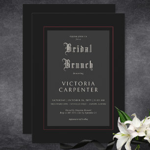 Invitation Sombre gothique minimaliste Noir & Rouge Bridal Br