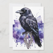 Invitation Sombre gothique violet corbeau et Mariage diamant (Dos)