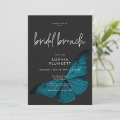 Invitation Sombre Moody Minimal Turquoise Moth Bridal Brunch (Debout devant)