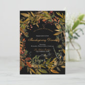 Invitation Sombre Noir Rustique Wreath Thanksgiving Diner Inv (Debout devant)