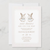Invitation Some Bunnies Are On The Way Blue Bow Twin (Devant)