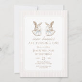 Invitation Some Bunnies Are Turning One brothers Birthday (Devant)