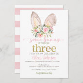 Invitation Some Bunny a Trois Ans (Devant / Derrière)