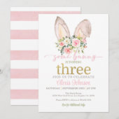 Invitation Some Bunny a trois ans Bunny Ears (Devant / Derrière)