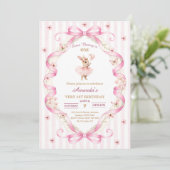Invitation Some Bunny a un an Ruban Rose Gingham 1er Annivers (Debout devant)