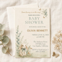 Some Bunny arrive bientôt Baby Shower Vert Sauge