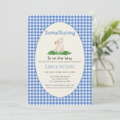 Invitation Some Bunny Baby Shower Bleu (Debout devant)