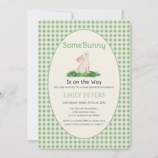 Invitation Some Bunny Baby Shower Vert (Devant)