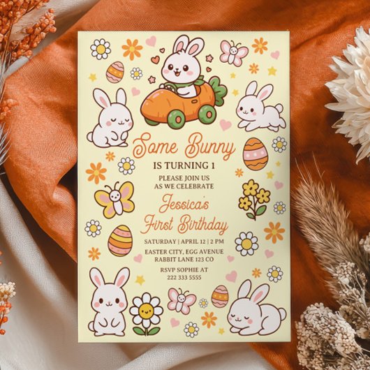 Invitation Some Bunny Cute Easter 1st Birthday Party