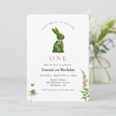 Invitation Some Bunny Cute watercolor Topiary Rabbit (Debout devant)