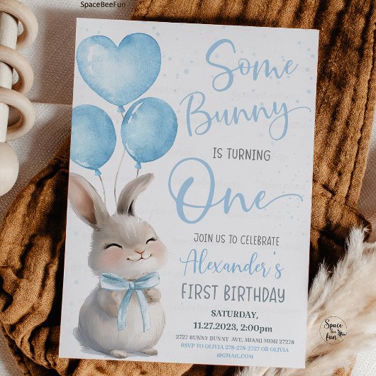 Invitation Some Bunny est un Bow Bunny 1er anniversaire
