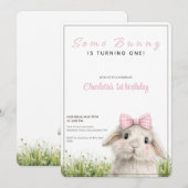 Invitation Some Bunny First Birthday  (Devant / Derrière)