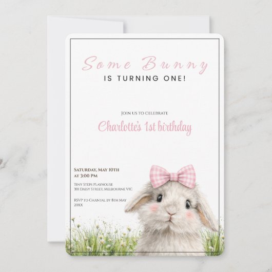 Invitation Some Bunny First Birthday  (Devant)