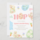 Invitation Some Bunny Fleur pastel 3e anniversaire (Devant)