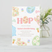 Invitation Some Bunny Fleur pastel 3e anniversaire (Debout devant)