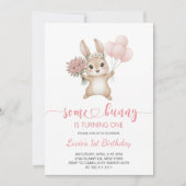 Invitation Some Bunny girl Birthday Party (Devant)