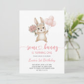 Invitation Some Bunny girl Birthday Party (Debout devant)