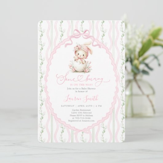 Invitation Some Bunny Is On The Way Baby Shower Girl (Debout devant)