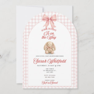 Invitation Some Bunny Is On The Way Baby Shower Rose en Coqui