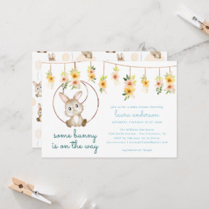 Invitation Some Bunny Is On The Way Boho Lapin Baby Shower