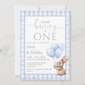 Invitation Some Bunny Is One Blue Balloons 1st Birthday Party (Devant)