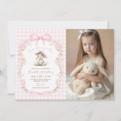 Invitation Some Bunny is One Bow Gingham 1st Birthday Photo (Devant)