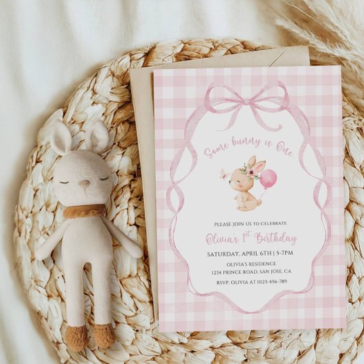Invitation Some Bunny Is One Girl 1st Birthday Party