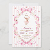 Invitation Some Bunny is One Ruban Rose Gingham 1er Anniversa (Devant)