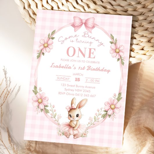 Invitation Some Bunny is Turning One 1st Birthday 