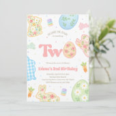 Invitation Some Bunny is Turning Two Pastel Birthday (Debout devant)