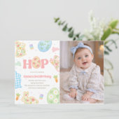Invitation Some Bunny Pastel Floral 3rd Birthday Photo (Debout devant)