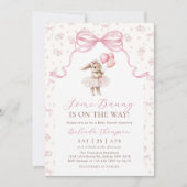 Invitation Some Bunny Pink Bow Floral Baby Shower (Devant)