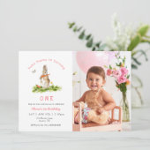 Invitation Some bunny Rabbit  Girl 1st birthday Photo (Debout devant)