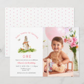 Invitation Some bunny Rabbit  Girl 1st birthday Photo (Devant / Derrière)