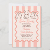 Invitation Some Bunny Rose Pâle Fille Pâques 1er Anniversaire (Devant)