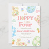 Invitation Some Bunny So Hoppy To Be Four Pastel Birthday (Devant)