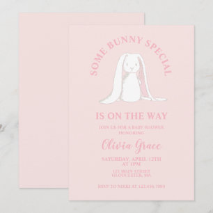 Invitation Some Bunny Special Fête Prénatale Rose Gingham