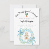 Invitation Some Bunny Special Is Coming Wreath Baby Shower  (Devant)