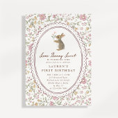 Invitation Some Bunny Sweet Floral Bunny First Birthday 