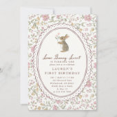 Invitation Some Bunny Sweet Floral Bunny First Birthday  (Devant)