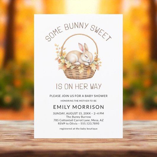 Invitation Some Bunny Sweet Girl Autumn Fall Baby Shower