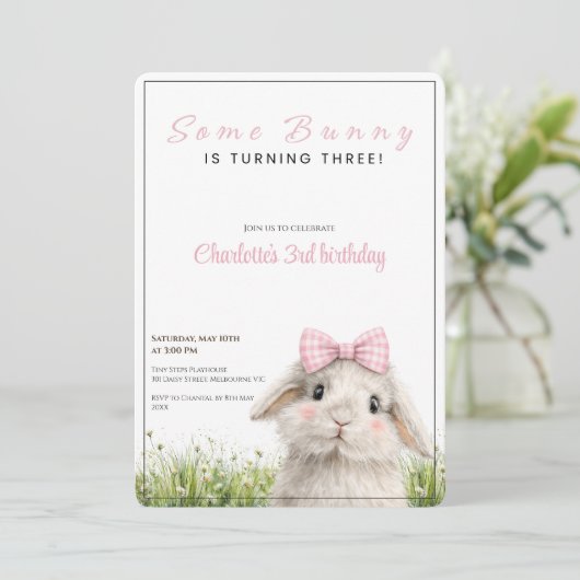 Invitation Some Bunny Third Birthday  (Debout devant)