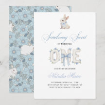 Somebunny Sweet 1st Birthday Spring Floral Invitat