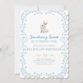 Invitation Somebunny Sweet Bunny 1st Birthday Spring Floral I (Devant)