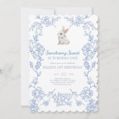Invitation Somebunny Sweet Bunny 1st Birthday Spring Floral I (Devant)