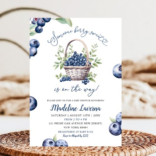 Invitation Someone Berry Sweet Blueberry Baby Shower