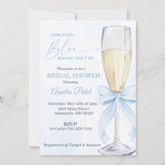 Invitation Something Blue Baby Shower de mariage  (Devant)