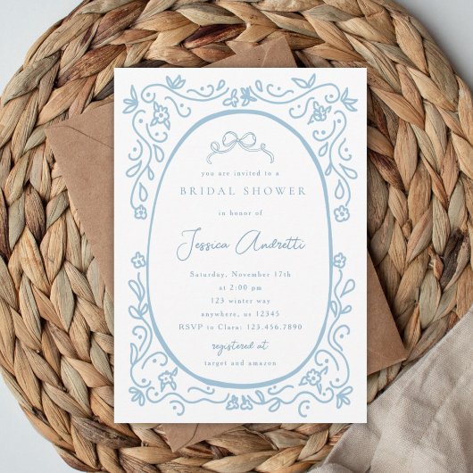 Invitation Something Blue Baby Shower de Mariage