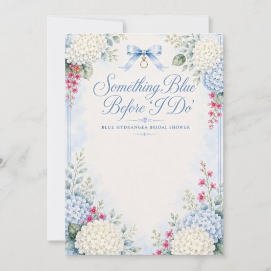 Invitation Something Blue Baby Shower | Hydrangea Bleue (Devant)